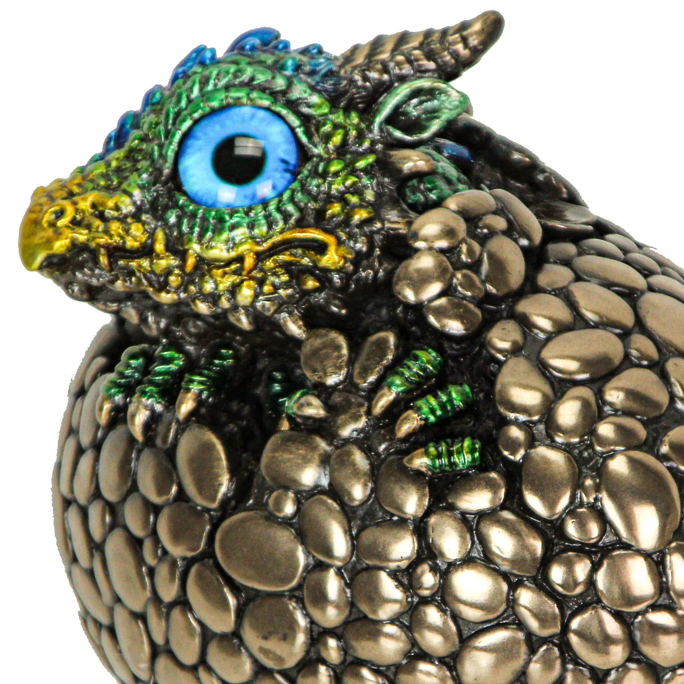 Alt View 1. Veronese Design - Bronze Finish Dragon Hatchling Figurine with Hand Painted Color Accents - Multicolored.
