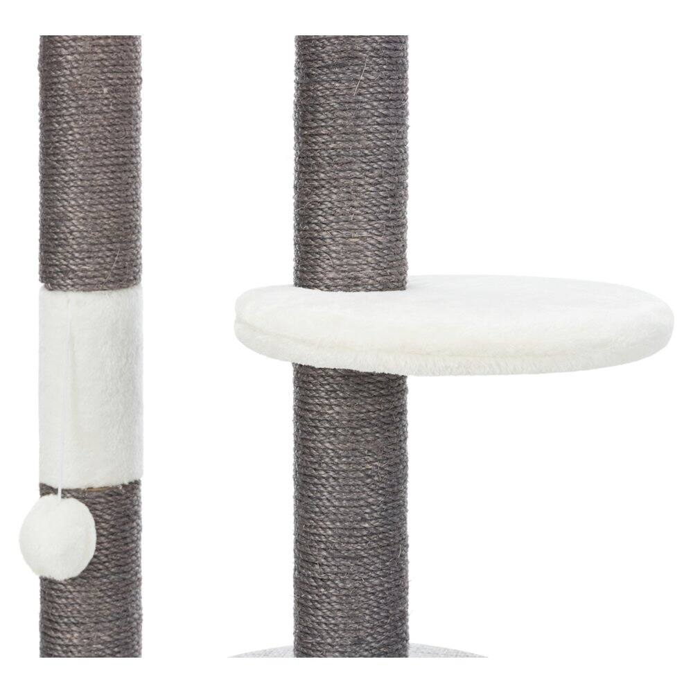 Alt View 3. TRIXIE - Pilar Plush & Sisal 3-Level 39.4" Cat Tower, Scratching Posts, Condo, Cat Toy - Gray.