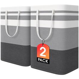 GlowWise - 2-Pack 75L Collapsible Laundry Baskets | Waterproof & Sturdy | Foldable Hamper w/ Handles for Dorm, Bathroom, Bedroom - Gray