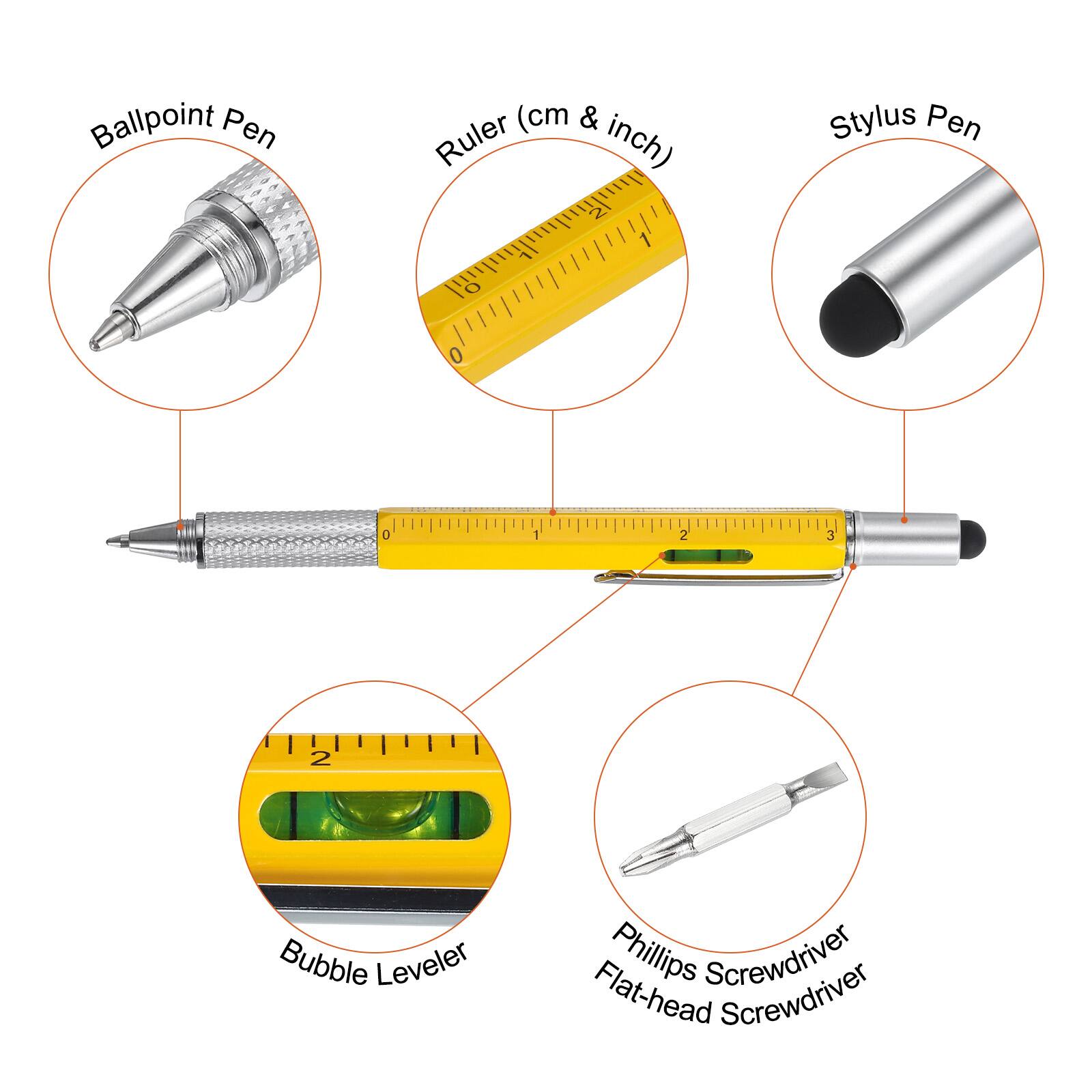 Ballpoint Pen  
Ruler (cm & inch)  
Stylus Pen  
Bubble Leveler  
Phillips Screwdriver  
Flat-head Screwdriver