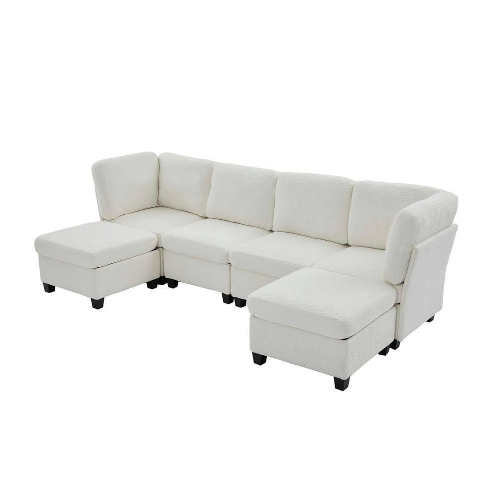 Alt View 6. Resenkos - U-Shaped 6-Seat Sectional, Oversized Modular Design with Chaise and Storage Ottoman, Beige - Beige.