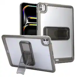 Dteck - Shockproof Matte Case for Apple iPad Pro 12.9", Rugged Slim Protective Cover with Folding Kickstand and Raised Edges - Black