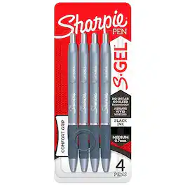 Sharpie - S-Gel Retractable Gel Pen, Medium Point, Black Ink, 4/Pack (2126213)