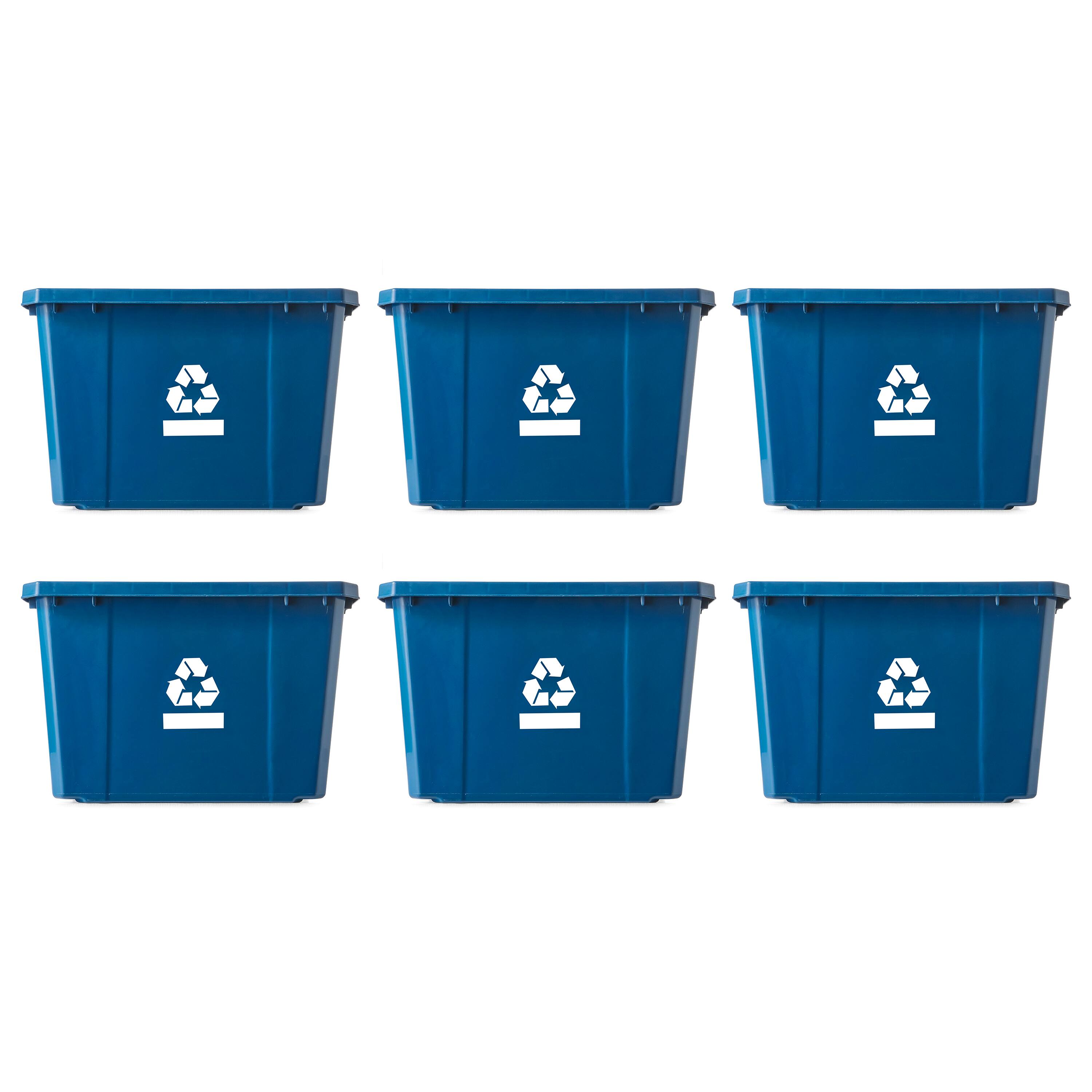 Front. Gracious Living - Gracious Living Medium Curbside Blue Box 17 Gallon Home Recycling Bin (6 Pack) - Blue.