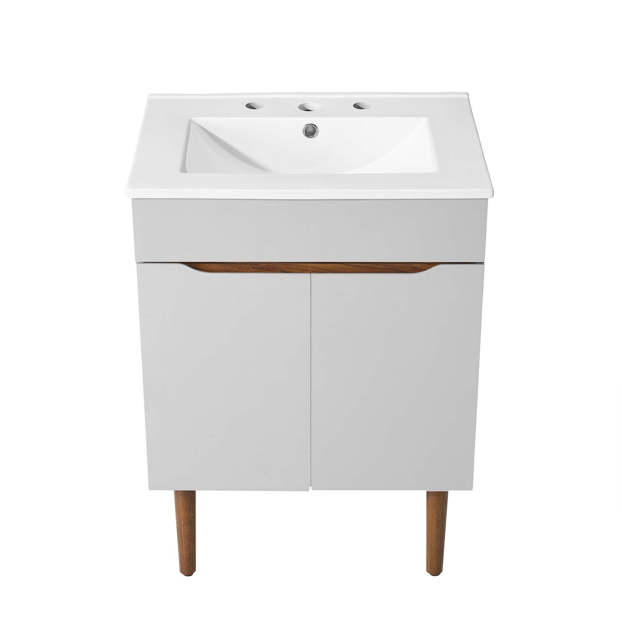 Alt View 4. Modway - Harvest Bathroom Vanity Basin Included - Gray White.