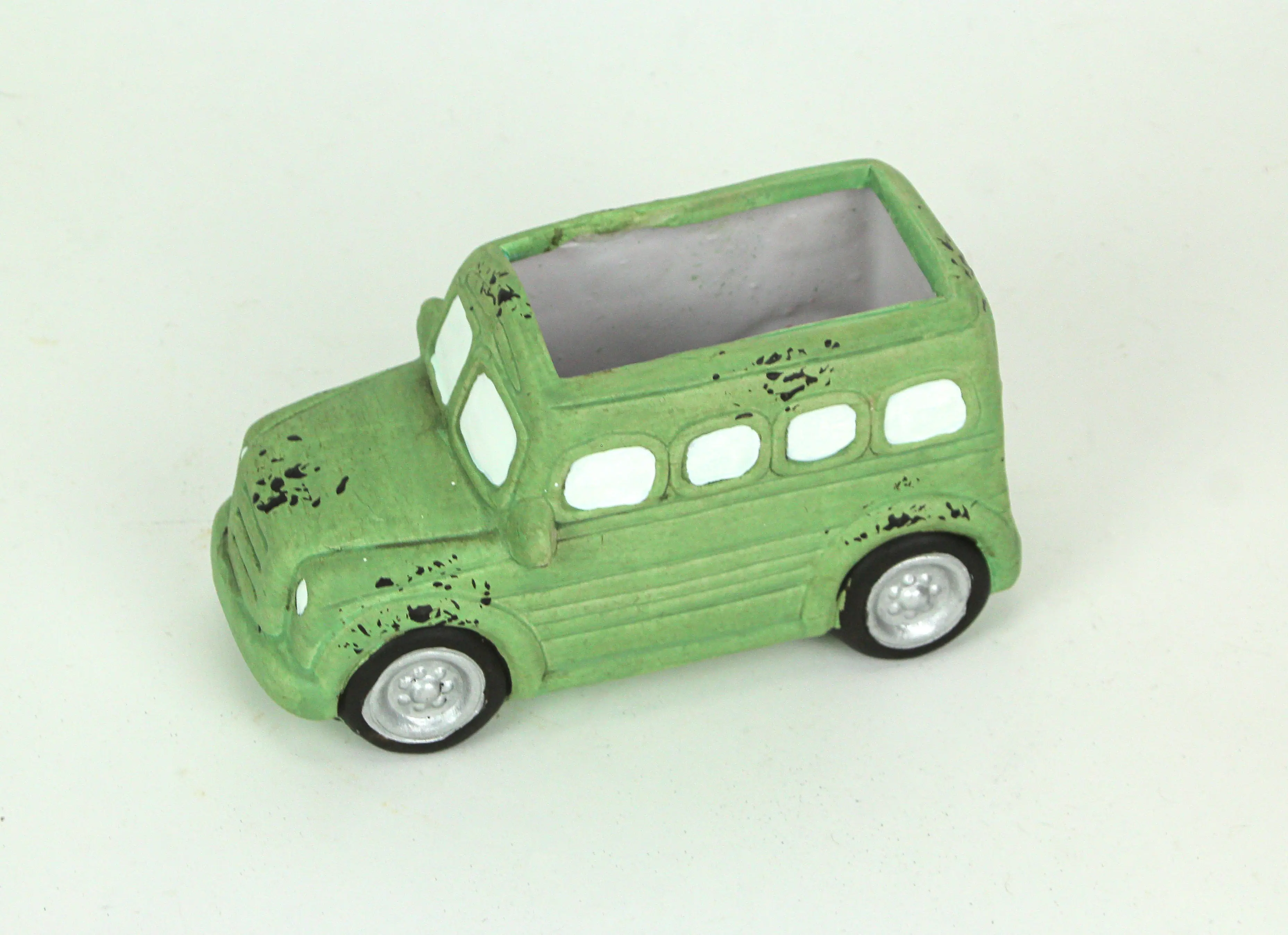 Alt View 1. A & B Home - Distressed Green Finish Travel Camper Ceramic Planter Succulent Pot Garden Decor - Green.