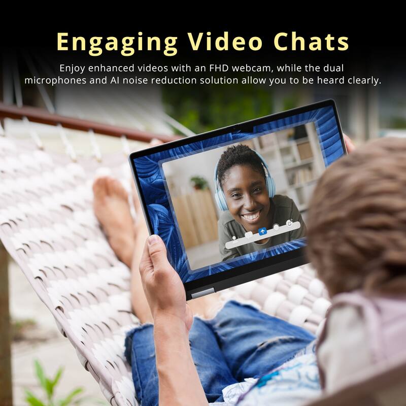 Engaging Video Chats

Enjoy enhanced videos with an FHD webcam, while the dual microphones and AI noise reduction solution allow you to be heard clearly.