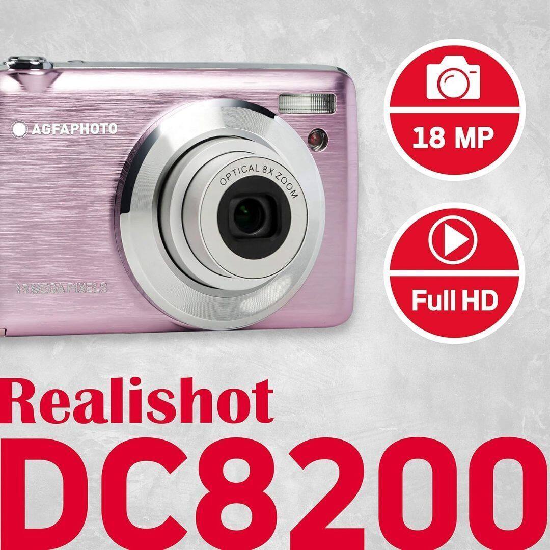 AGFAPHOTO  
OPTICAL 8X ZOOM  
18 MP  
15 MEGA PIXELS  
Full HD  
Realishot DC8200