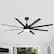 Back. Breezary - 72" Large Indoor Ceiling Fan with Remote, 8 ABS Blades, 6-Speed DC Motor, Timer, 7''/12''Downrods, Light/No Light Option - Black (With Light).