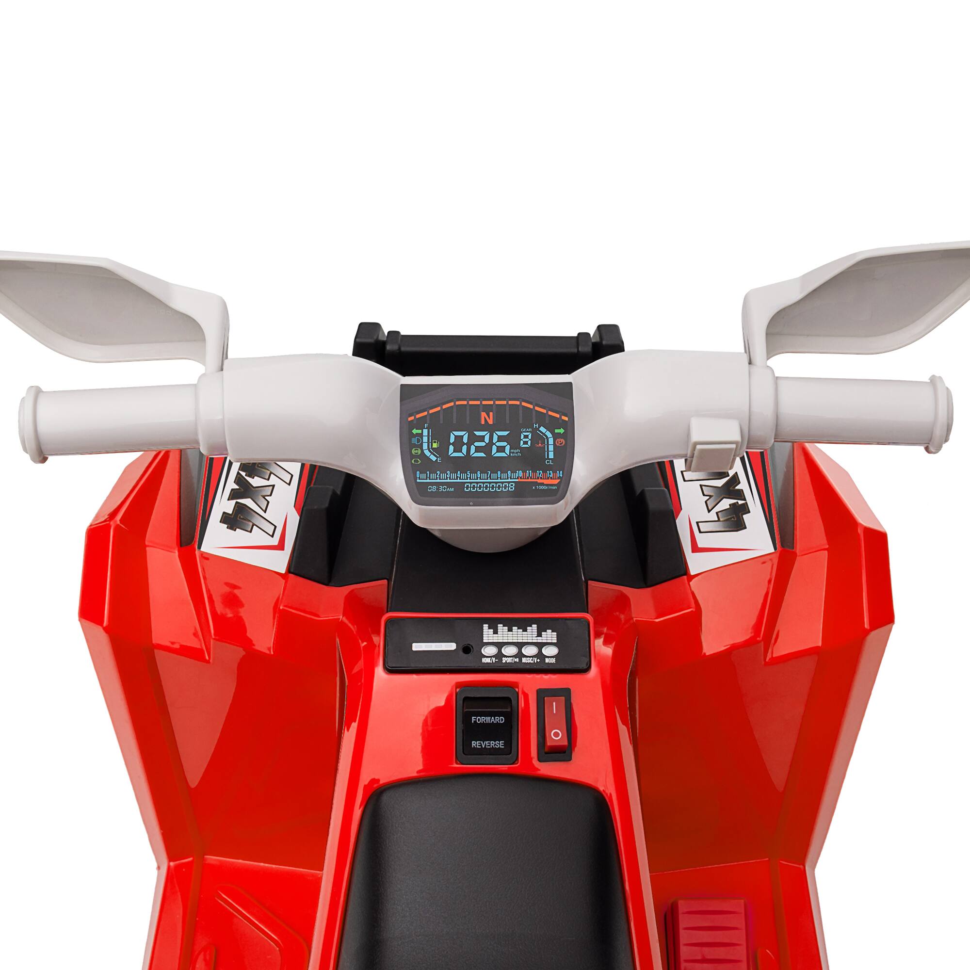 Sure, here is the corrected and grouped text from the image:

**Top Left:**
- x4 N 10 026 8 0H0 5888doc 1U0 00000000 4x SPEE

**Top Center:**
- FORMARO

**Top Right:**
- REVERSE

**Display:**
- 026.8

**Below Display:**
- (Icons for battery, speed, etc.)

**Middle Center:**
- CB 300
- BOLT

**Middle Right:**
- FORWARD
- REVERSE

**Bottom Center:**
- (Icons for lights, horn, etc.)

**Bottom Right:**
- (Icons for indicators, etc.)