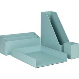 U Brands - 4 Piece Desk Organization Set Desktop Paper Wrapped Chipboard Paper - Teal