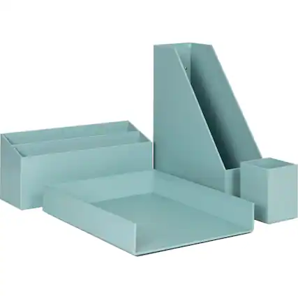 Front. U Brands - U Brands 4 Piece Desk Organization Set Desktop Paper Wrapped Teal Chipboard Paper - Teal.