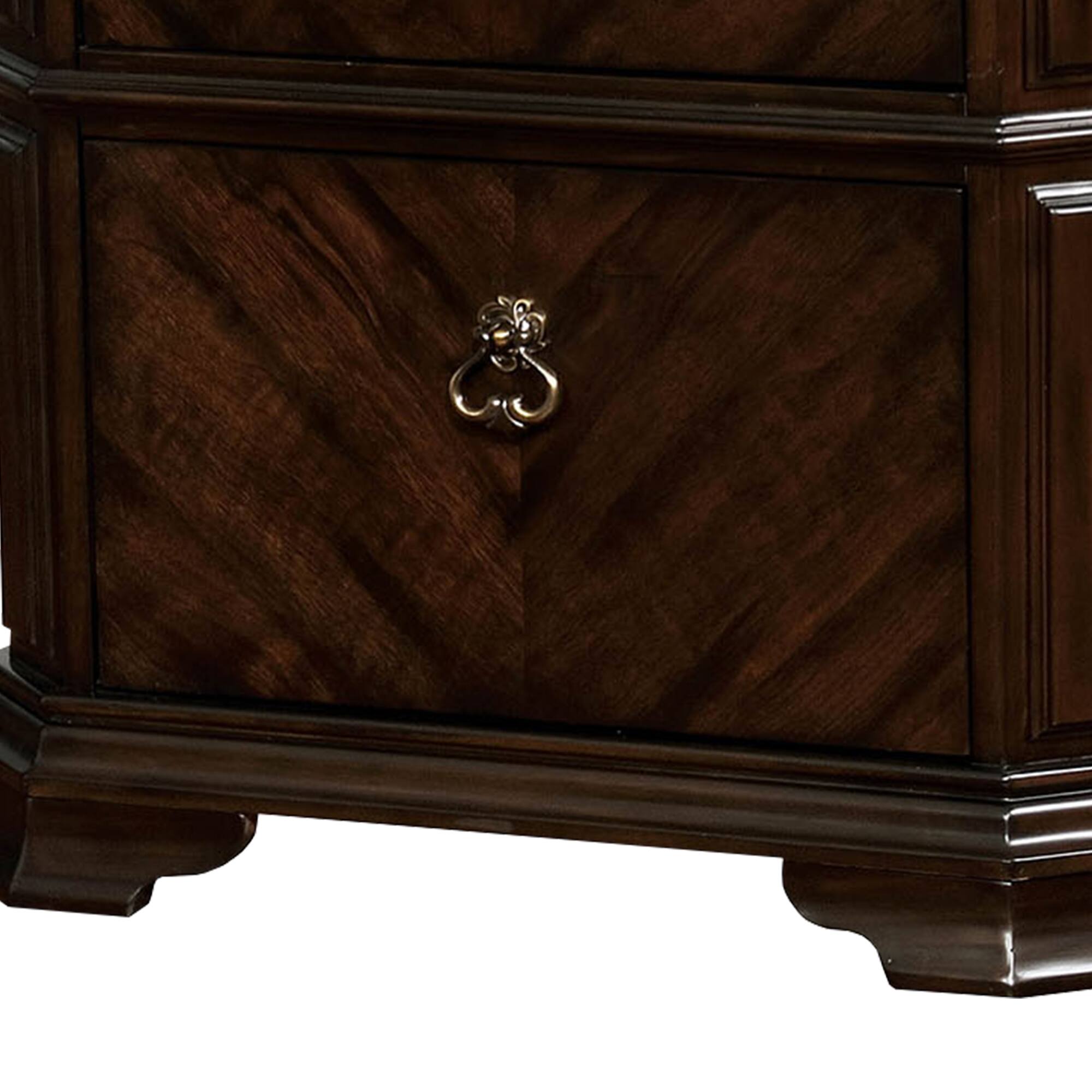 Alt View 3. Manhattan Lane - Two Drawer Solid Wood Nightstand with Clipped Corner - Brown.