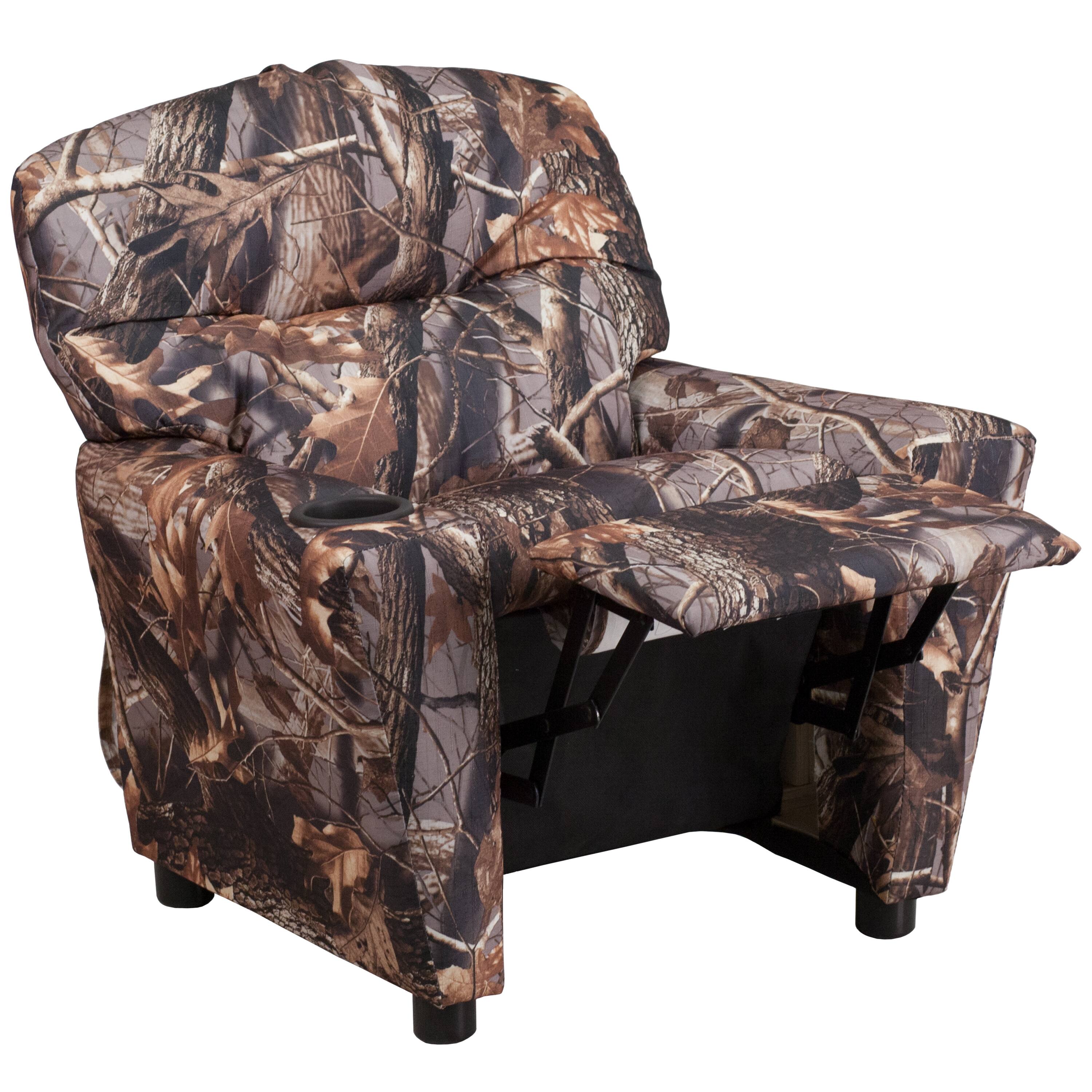 Alt View 10. Emma + Oliver - Contemporary Kids Recliner with Cup Holder - Camouflage Fabric.
