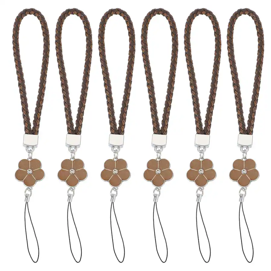 Unique Bargains 6pcs Creative Braided Flower Phone Charm Wrist Lanyard ...