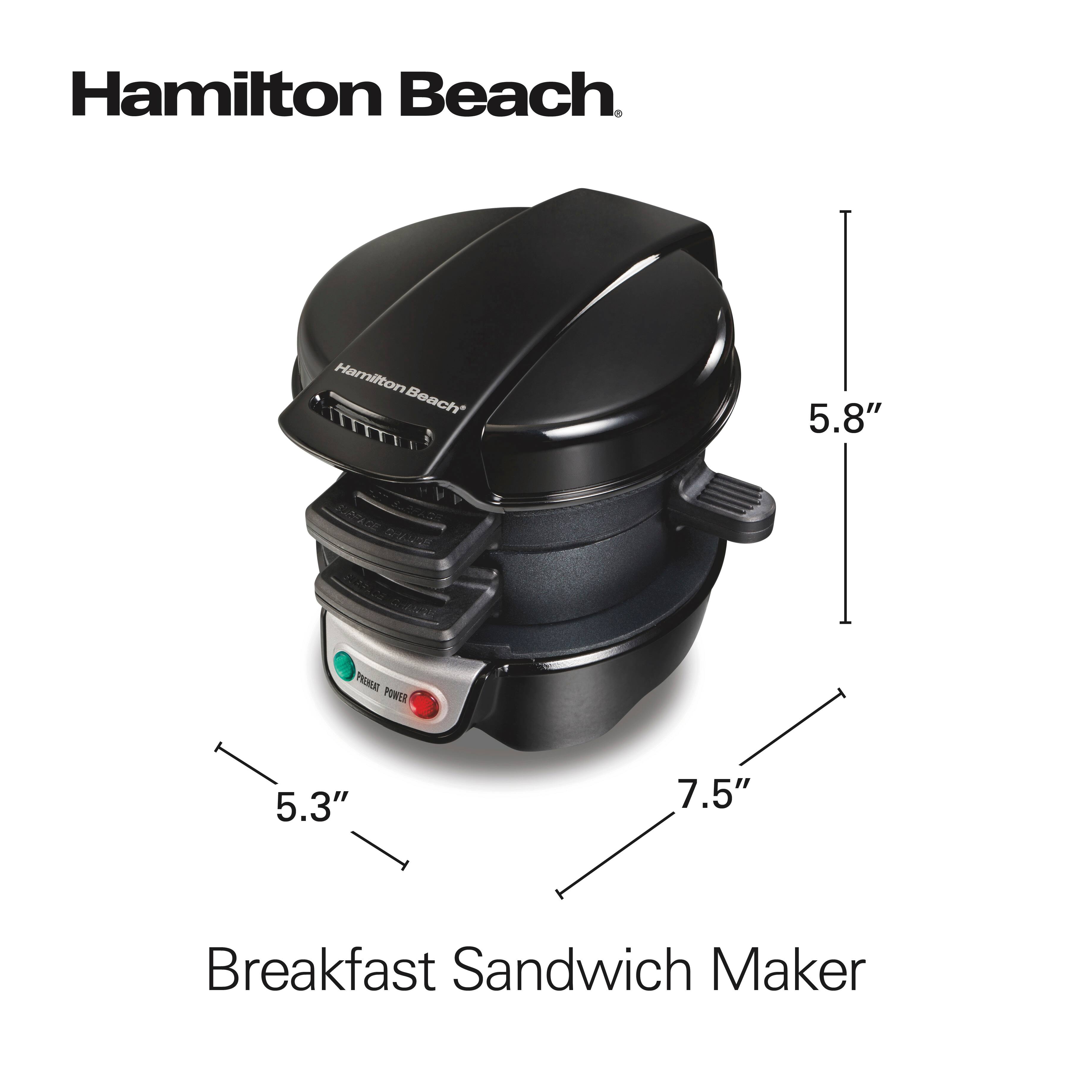 Hamilton Beach  
Breakfast Sandwich Maker  
5.8"  
5.3"  
7.5"