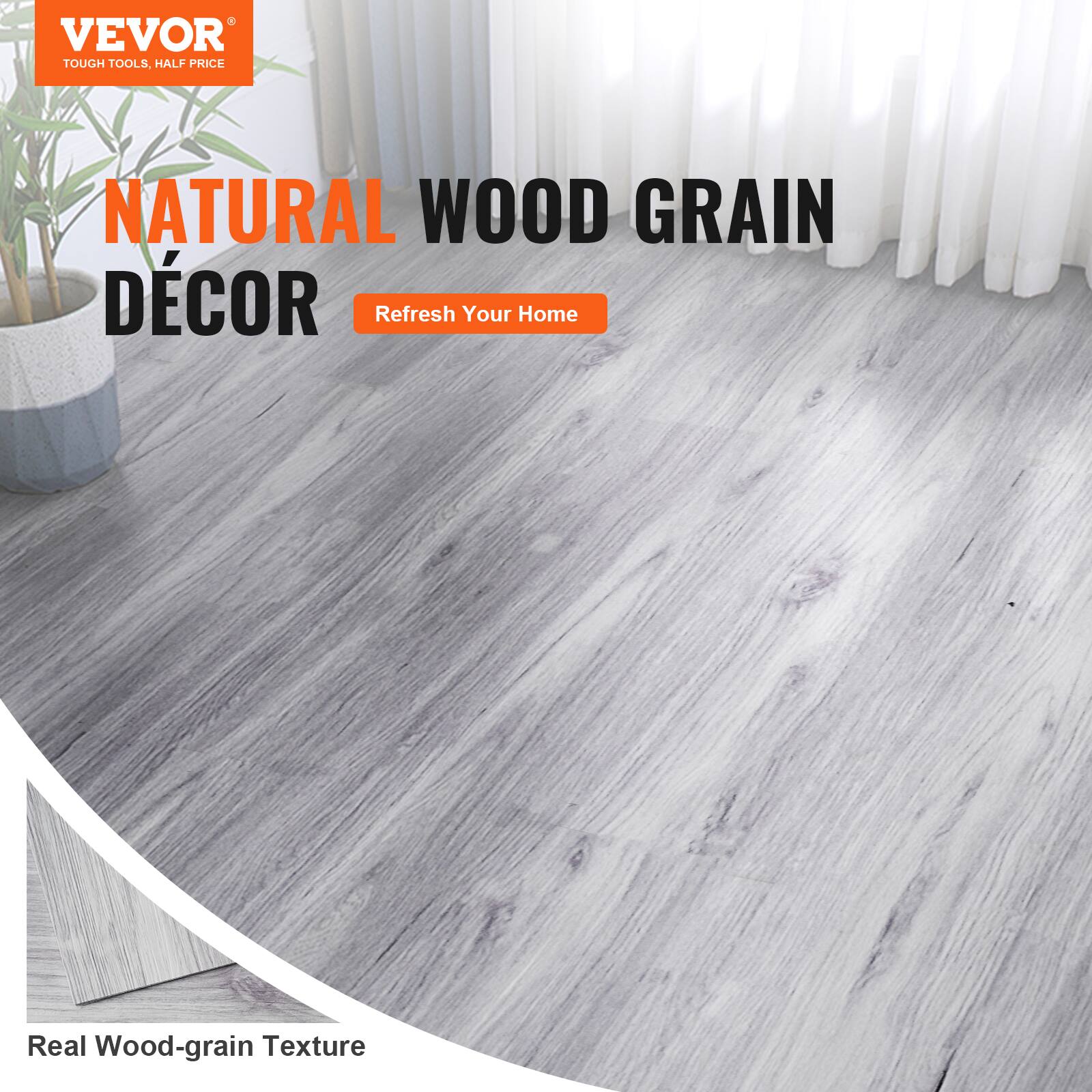 VEVOR TOUGH TOOLS, HALF PRICE. NATURAL WOOD GRAIN DÉCOR: Refresh Your Home. Real Wood-grain Texture.