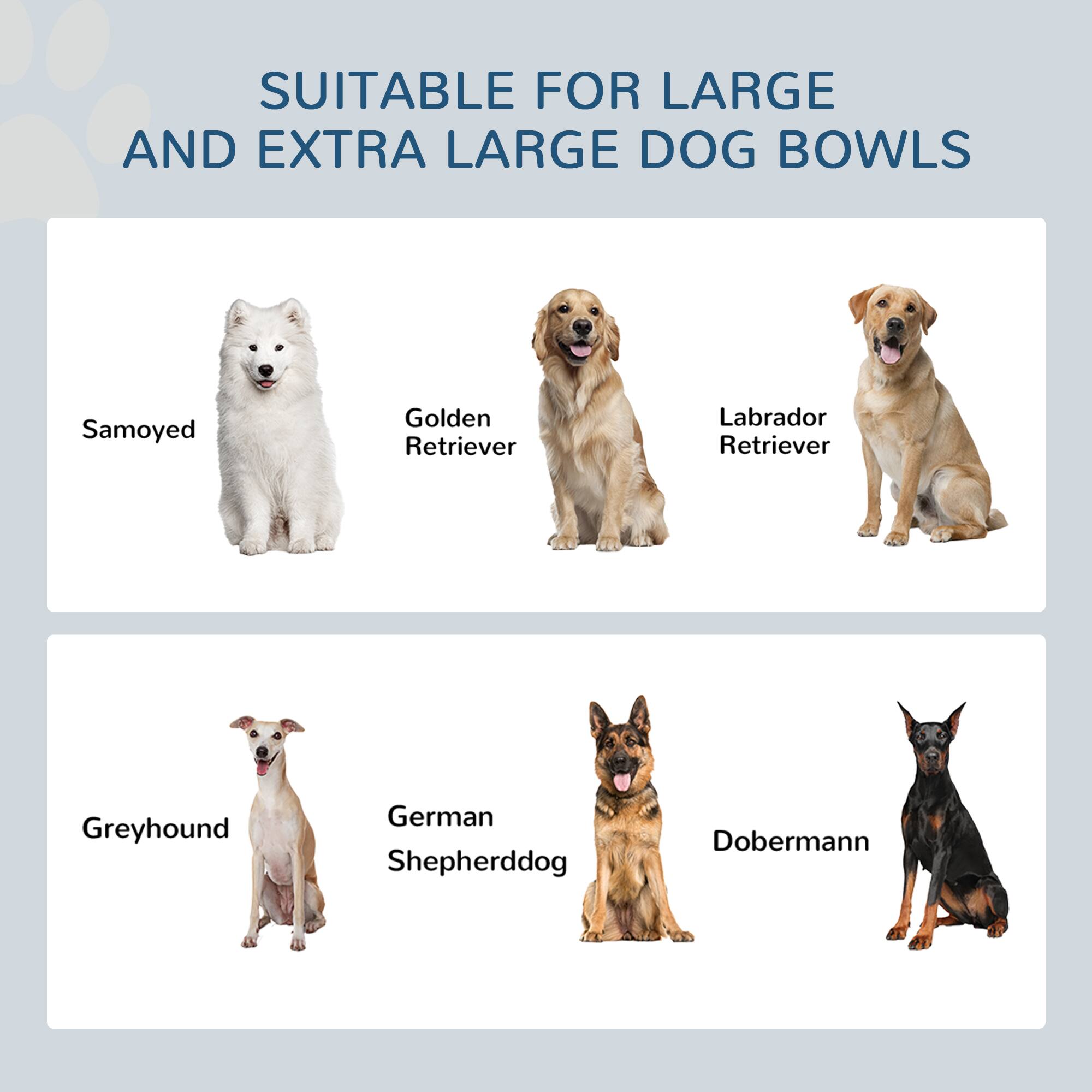 SUITABLE FOR LARGE AND EXTRA LARGE DOG BOWLS

- Samoyed
- Golden Retriever
- Labrador Retriever
- Greyhound
- German Shepherddog
- Doberman