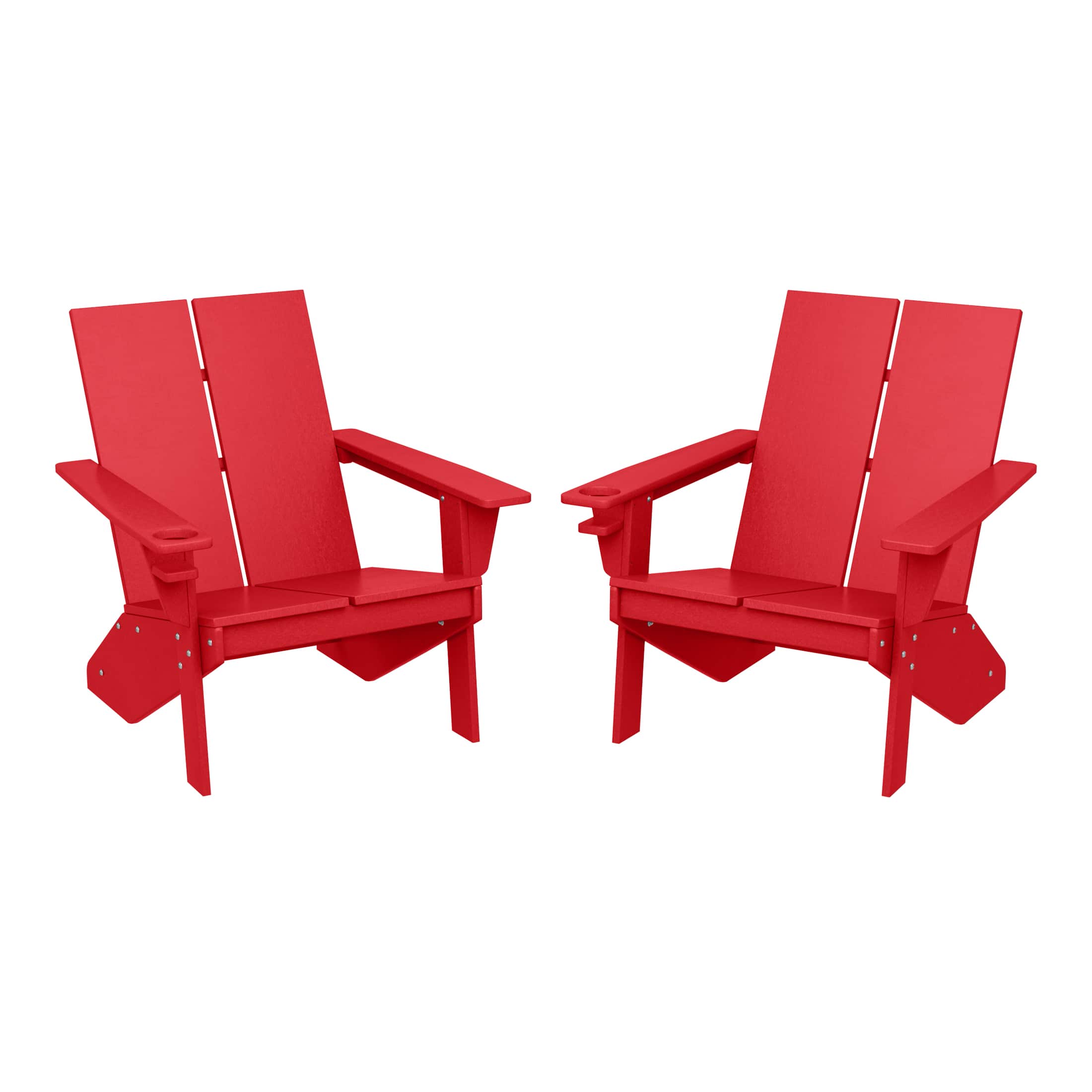 WestinTrends - Riviera Outdoor HDPE Modern Adirondack Chair with Cup Holder (Set of 2) - Red price history on PriceWatchPro