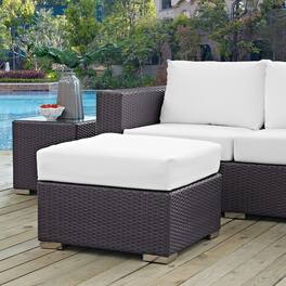 Convene Outdoor Patio Fabric Square Ottoman by Modway - Espresso White