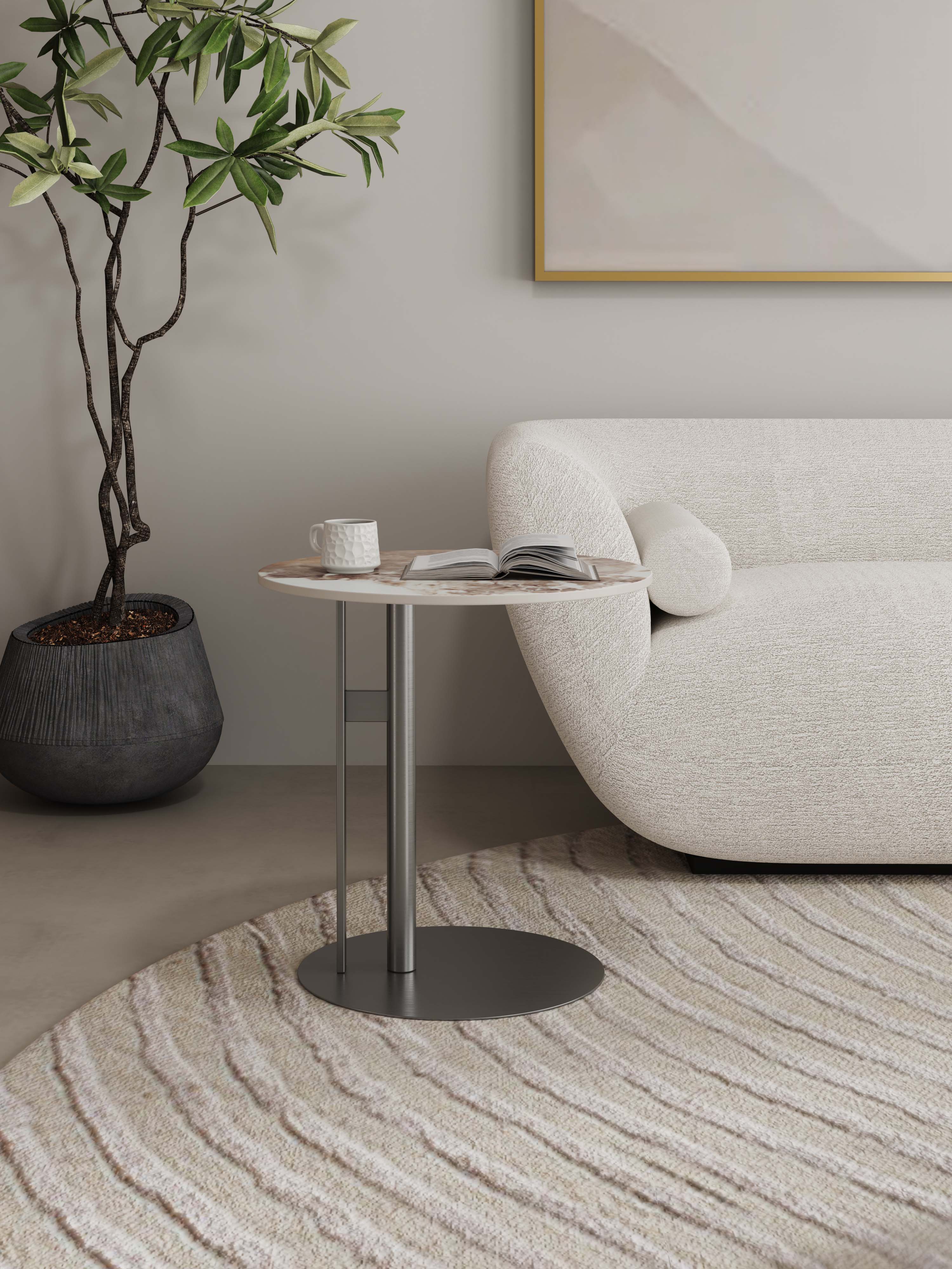 Angle. Manhattan Comfort - Alondra Modern Glam Sintered Stone Top End Table - Black.