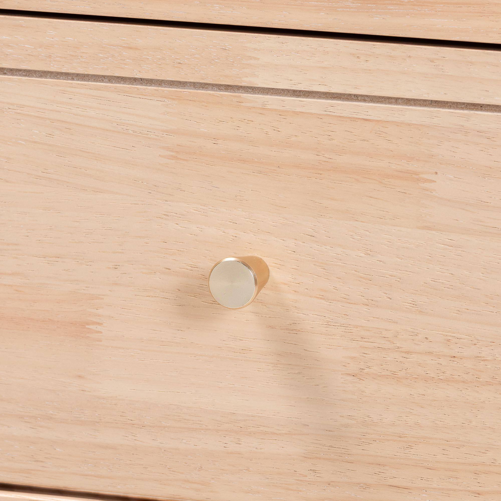 Alt View 1. Baxton Studio - Baxton Studio Laurent Nightstand - 2-Drawer Bedside Table with Bamboo-Style Turned Legs - Beech Brown.