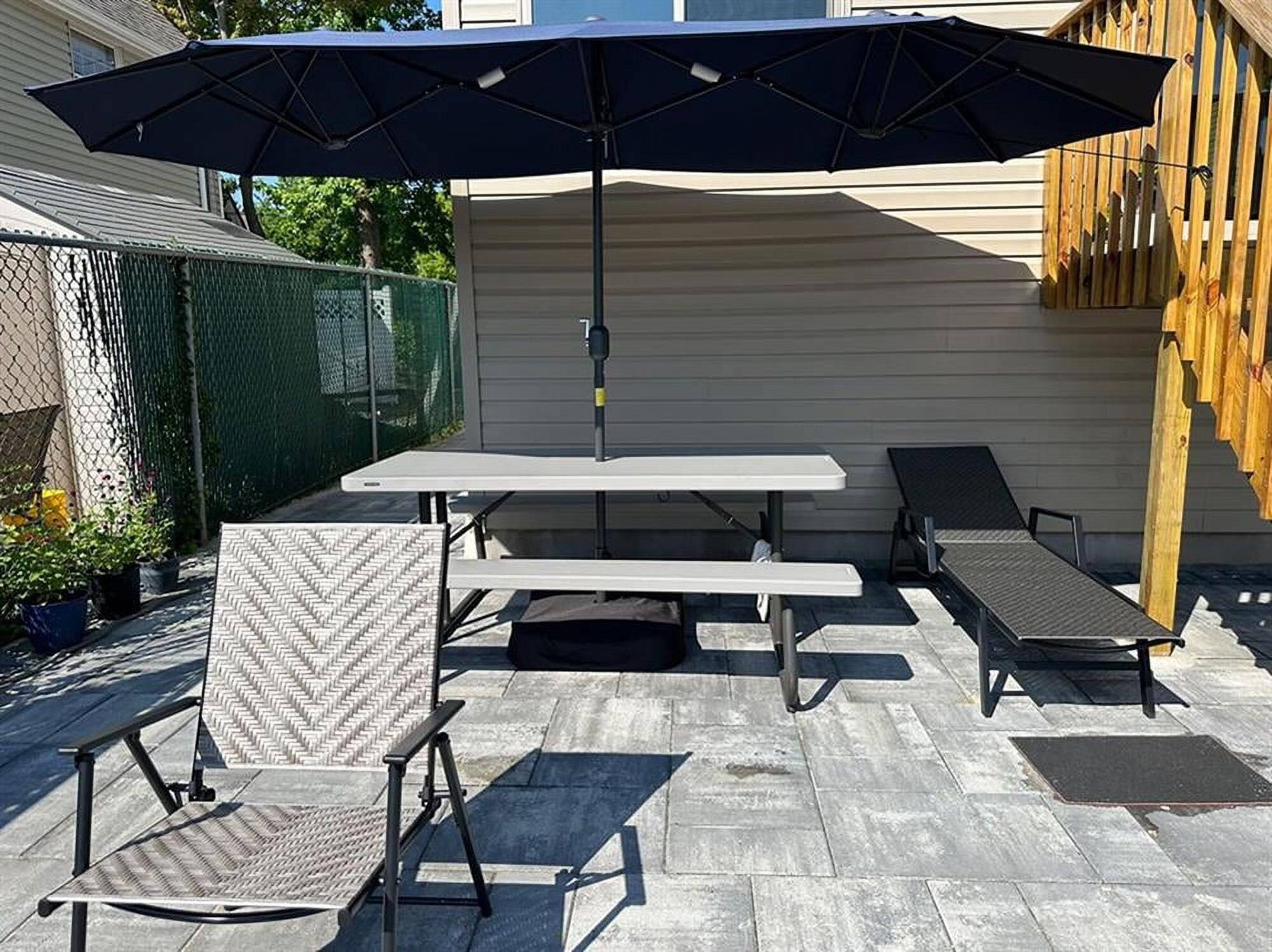 Angle. Kadyn - Outdoor Garden UmbrellaMarket Umbrella13 Feet Double Sided Patio Twin Table Umbrella with Crank Handle Orange - Orange.