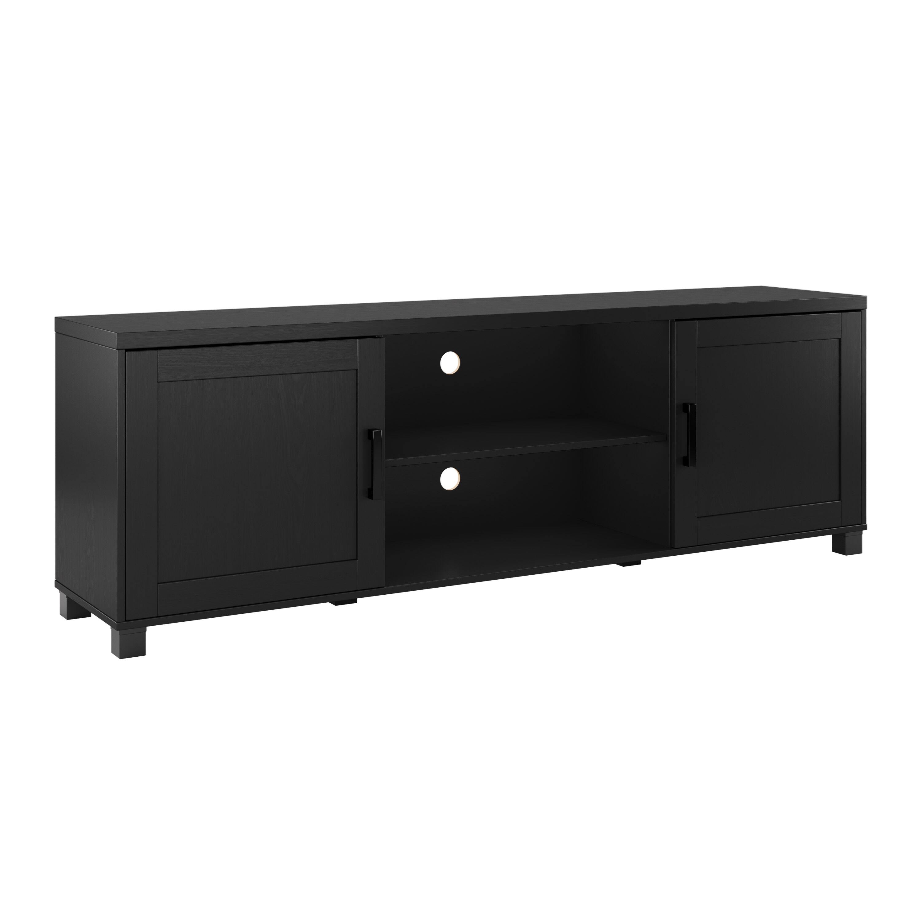 Left. CorLiving - Virlomi Collection TV Stand with Cabinets for Most TVs up to 85" - Black Ravenwood.