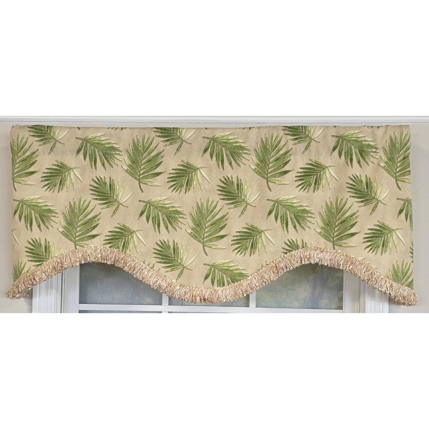 Left. RLF Home - RLF Home 100% Cotton Hawthorn Cornice With Poly/Cotton Ivory lining Rod Pocket Valance 50" x 17" Taupe - Taupe.