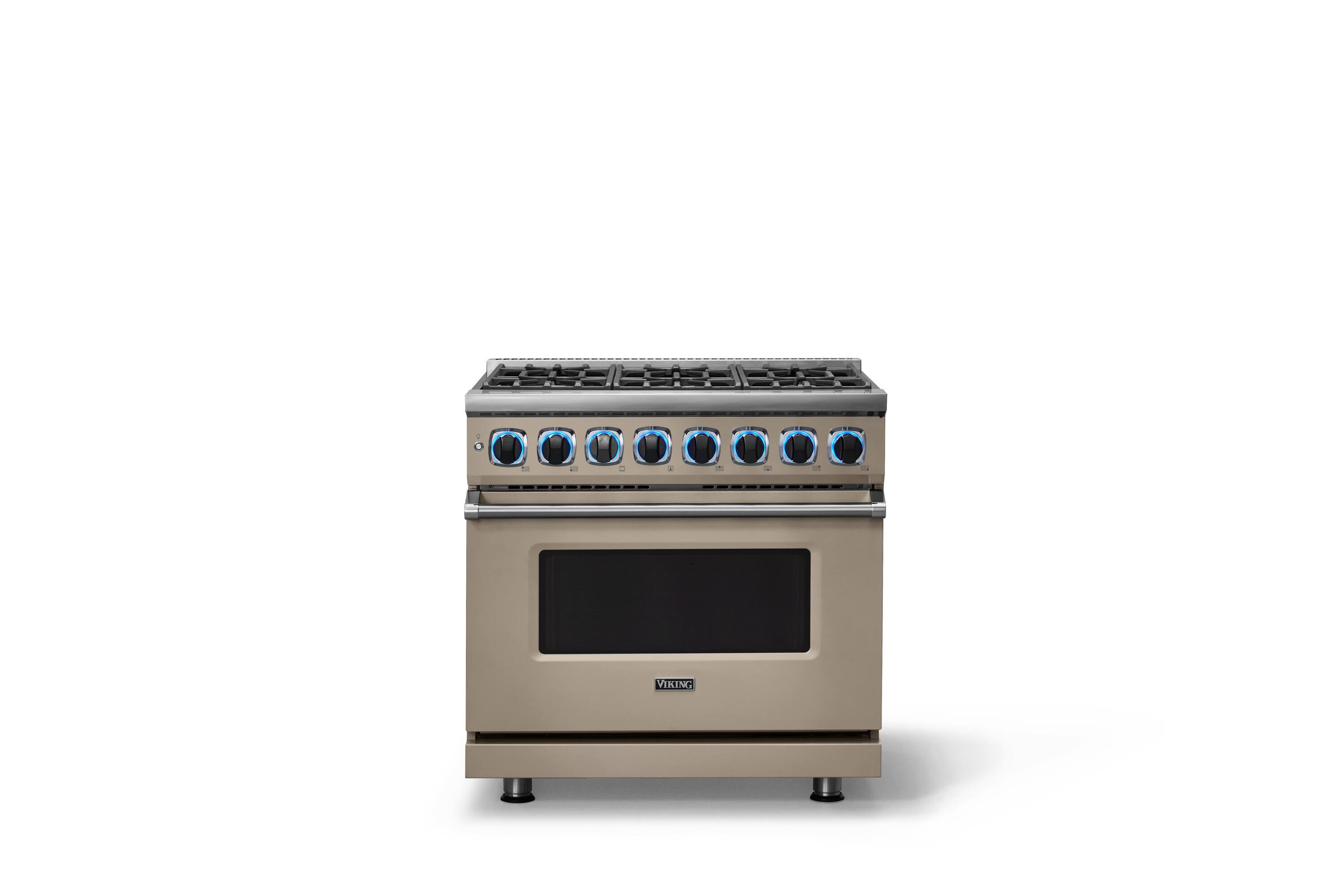 Alt View 4. Viking - 36 in. Wide 6 Burner Dual Fuel Sealed Burner Range - Nantucket.