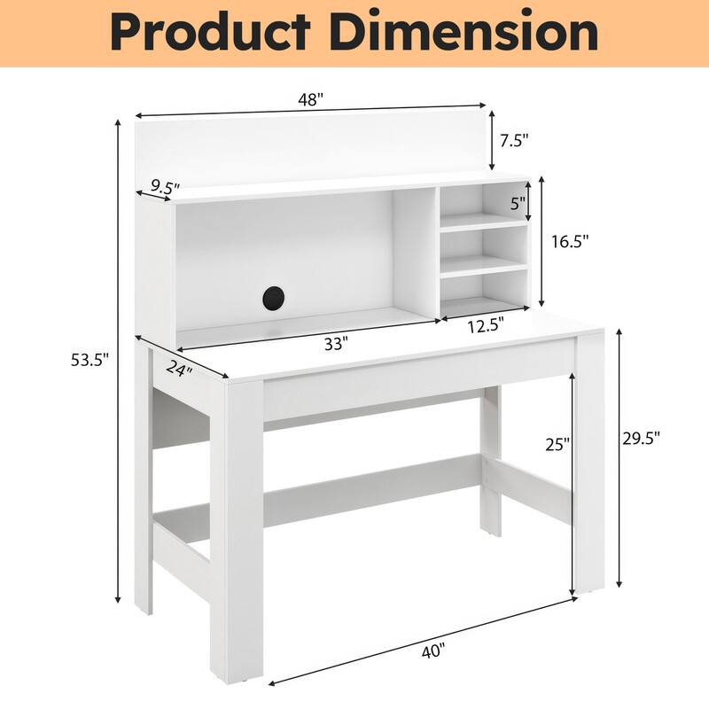 Product Dimension: 48" x 7.5" x 9.5" x 16.5" x 53.5" x 24" x 33" x 12.5" x 25" x 29.5" x 40"