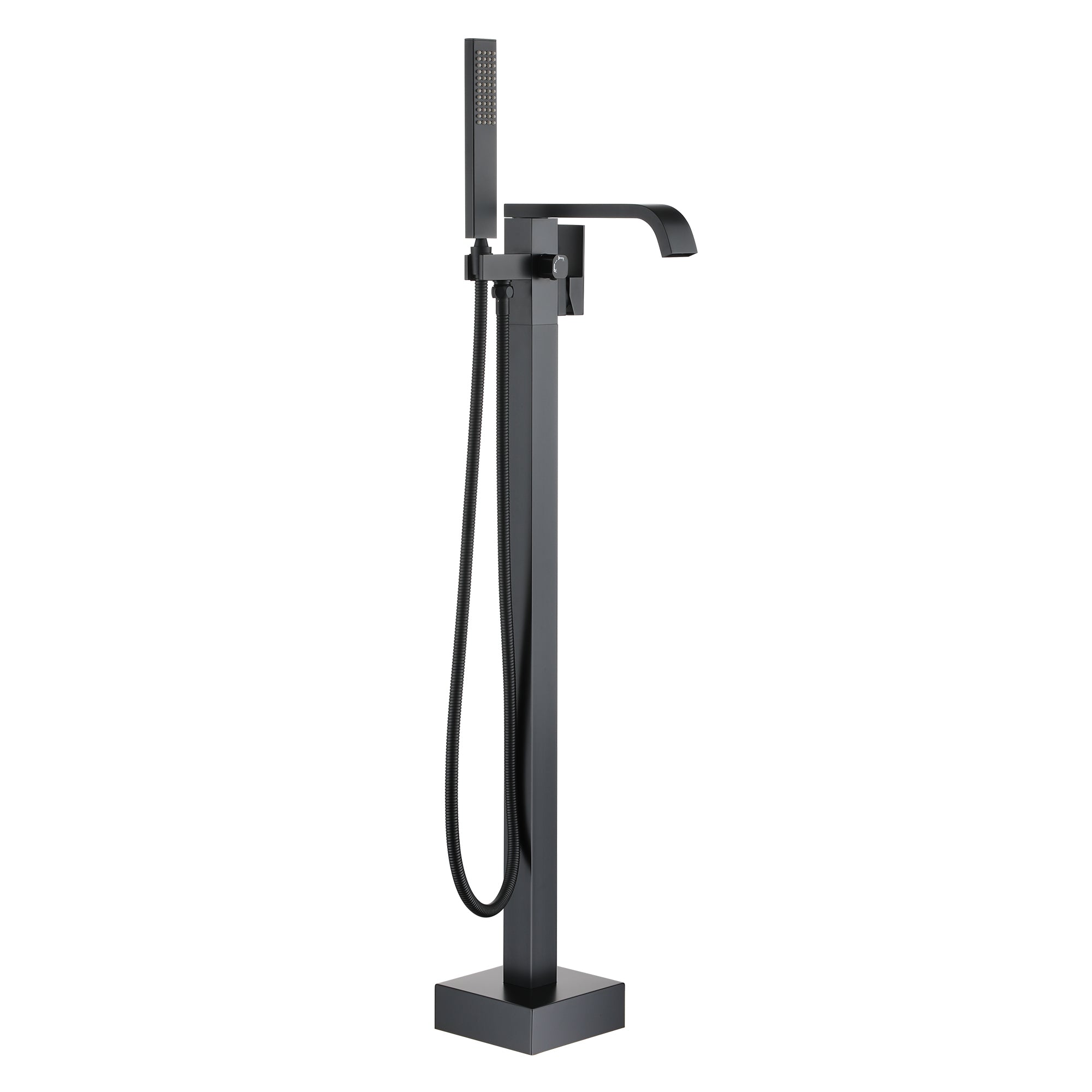 Front. Boyel Living - Freestanding Floor Mount Single Handle Bath Tub Filler Faucet with Handheld Shower in Matte Black - Matte Black.