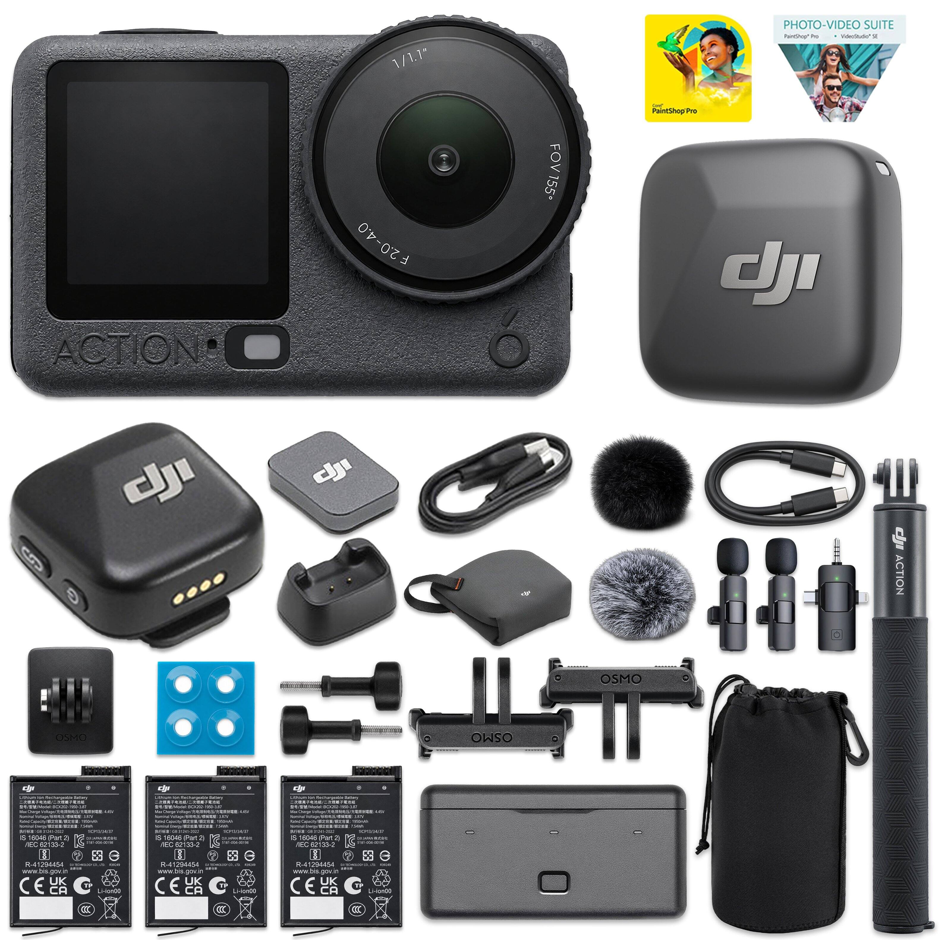 Bundle - Osmo Action 6 Adventure Combo & DJI Mic Mini Wireless Mic with 2 Condenser Mics | 8K, 1/1.1" Sensor, Variable - Gray