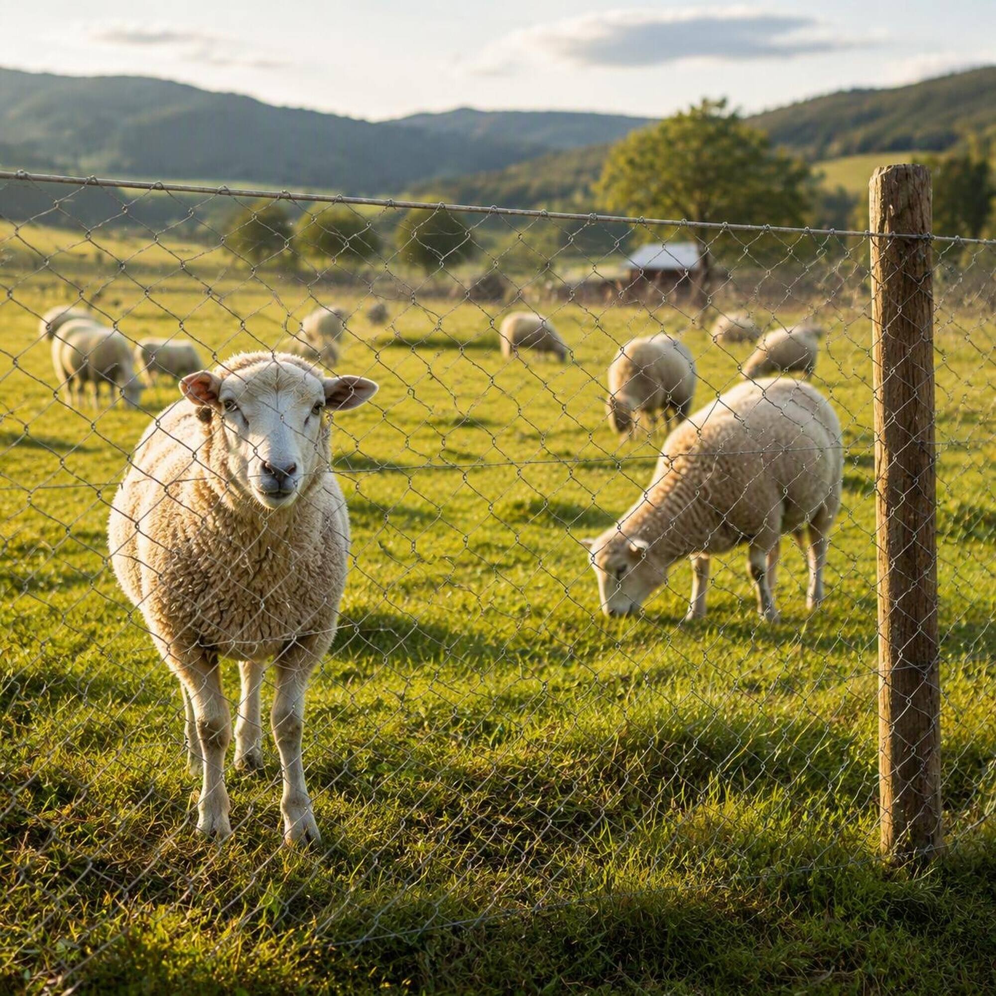 Left. RYHNUYNE - Galvanized Steel Field Wire Fencing 5.6ft x 57ft, Heavy Zinc Coated Cattle Deer Goat Fence for Farm Yard Garden.
