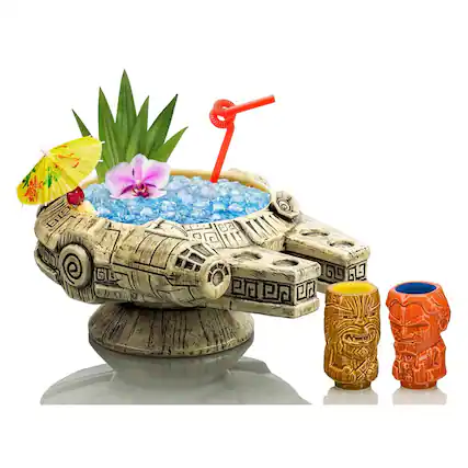 Front. Star Wars - Geeki Tikis Star Wars Millennium Falcon Punch Bowl Set With Mini Muglets - Brown.