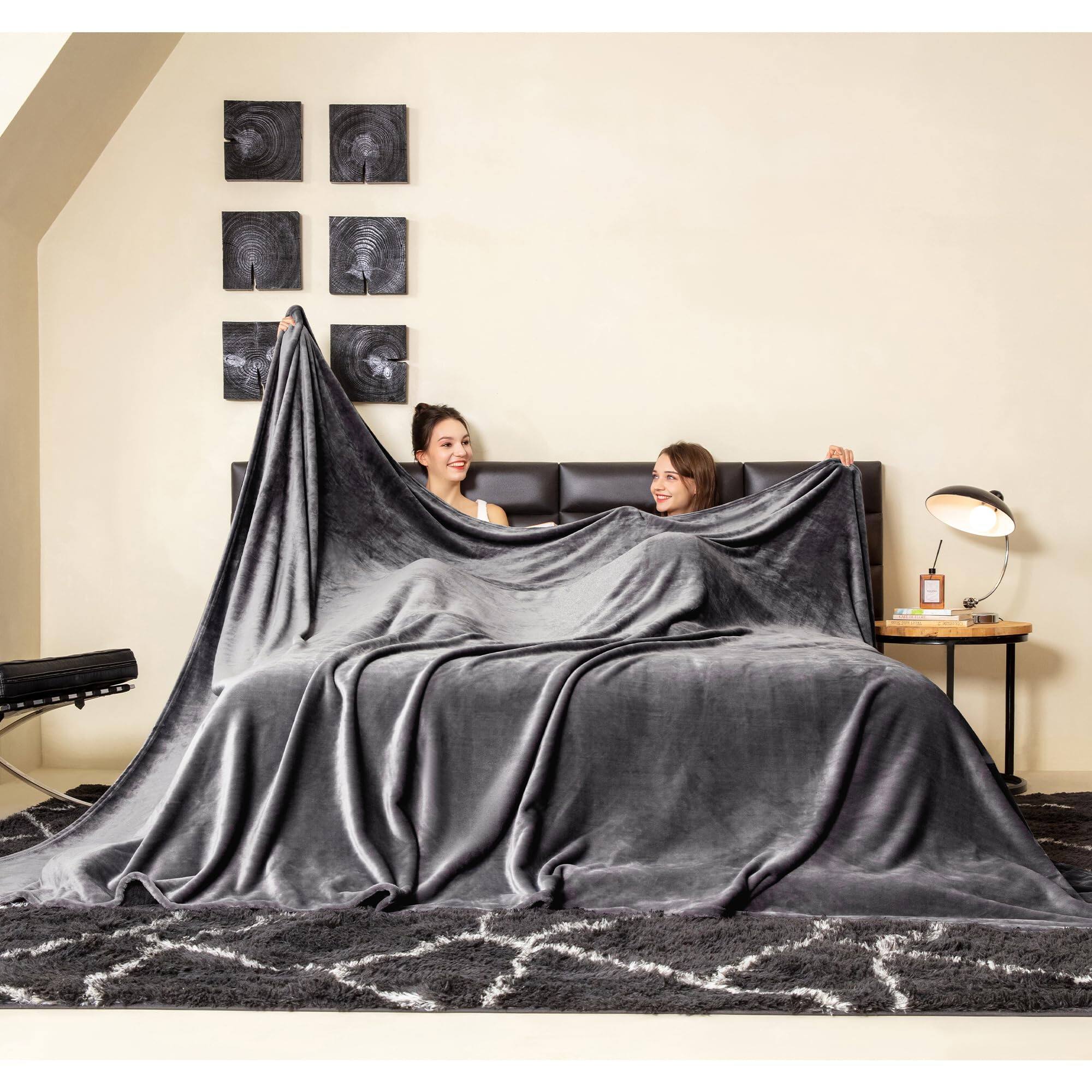 Alt View 1. NICHOLAS KLEIN - Oversized King Fleece Blanket 120x120 Inches Soft Cozy Warm Giant 10'x10' For Bed Sofa Couch Travel Camping... - Black 120"x120".