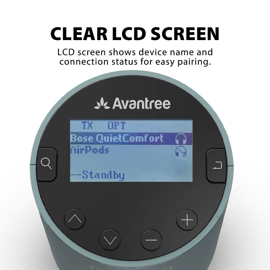 Angle. Avantree - Orbit Pro - Bluetooth Transmitter for TV with LCD Screen & Remote Control.