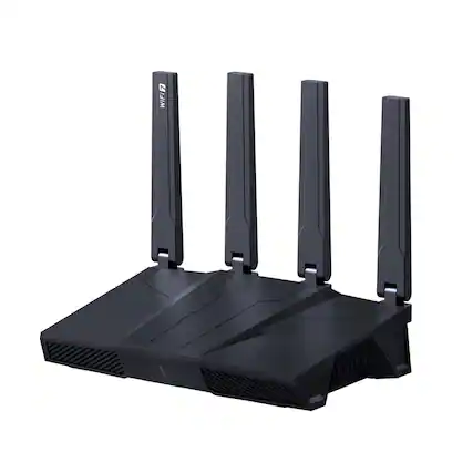 Front. Cubilan - Tri-Band WiFi 7 Gaming Router, BE9300 High Speed Wireless Mesh, 5 x 2.5G Ports, OpenWrt & VPN Support, Long Range - Black.