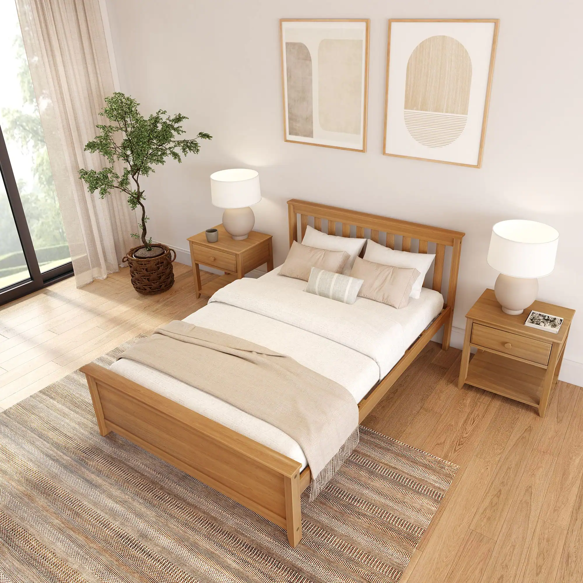 Alt View 3. Plank+Beam - Classic Full-Size Platform Bed, Pecan - Pecan.