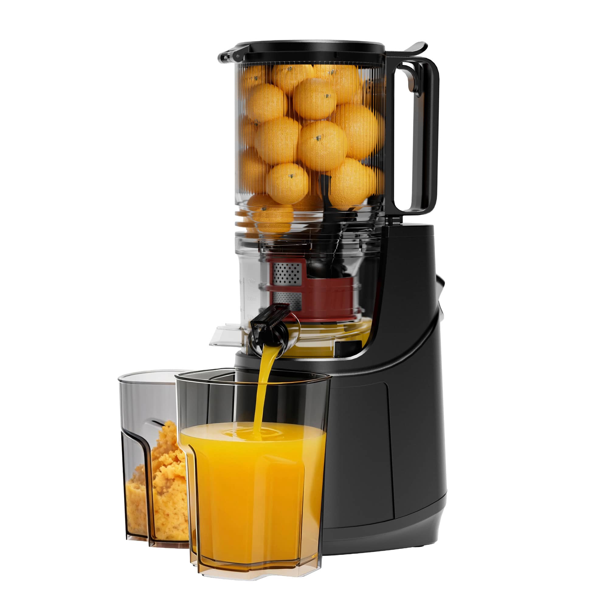 SIMZLIFE - 5.1" Extra Large Feed Chute Cold Press Juicer - 150W Slow Masticating Juice Extractor for Fruits & Vegetables - Black