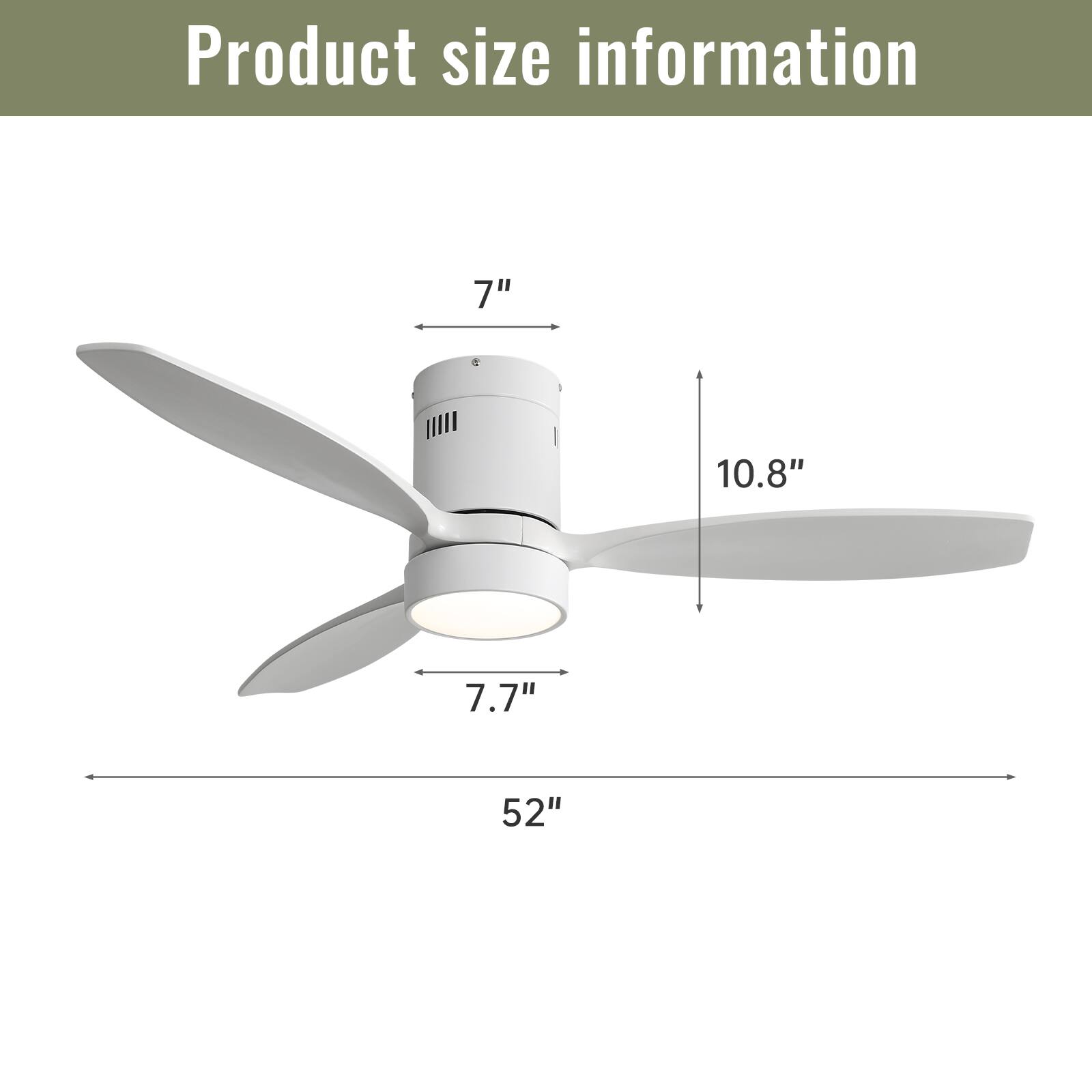 Product size information: 7" x 10.8" x 7.7" x 52"