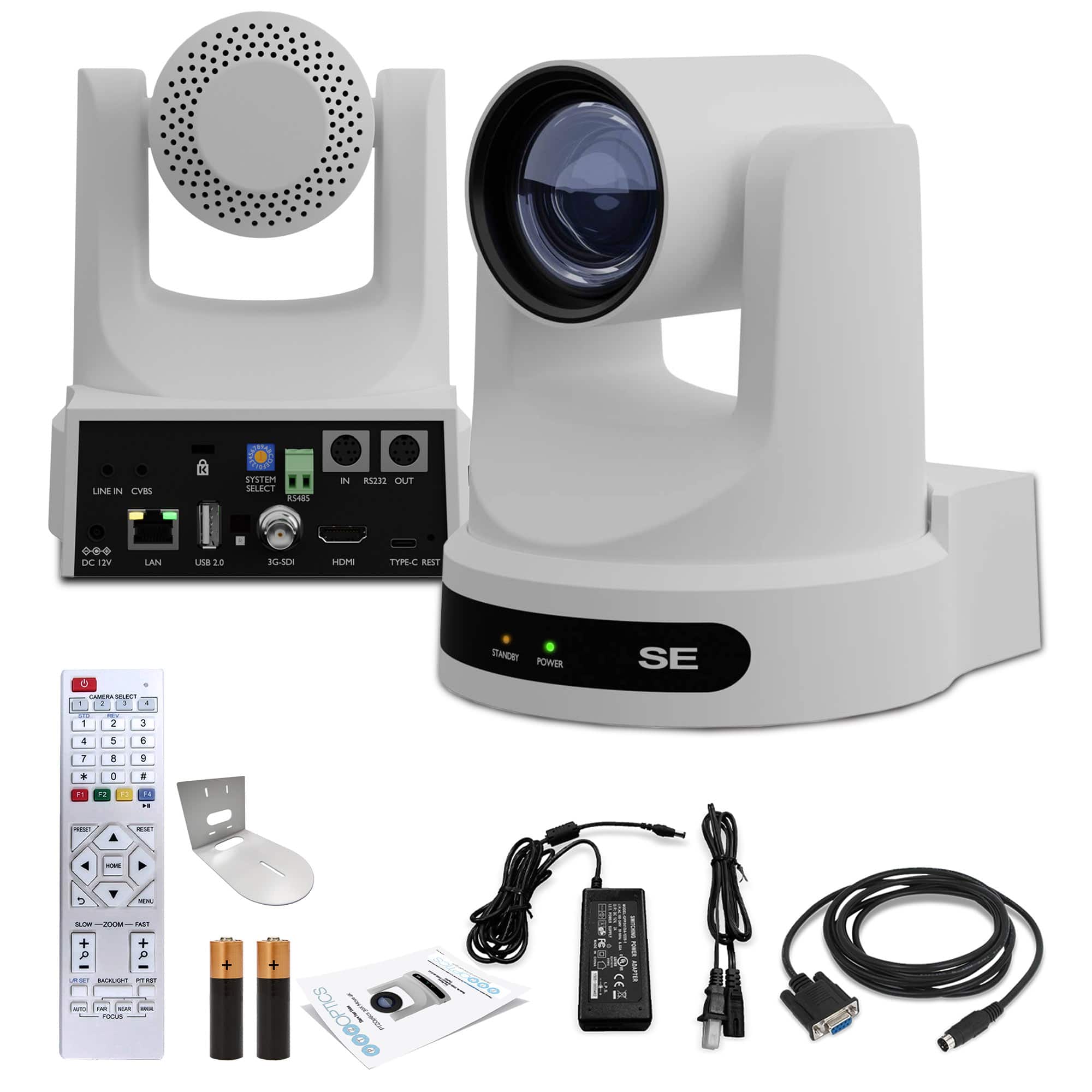 PTZOptics - Move SE PTZ Camera with 12x Optical Zoom + Wall Mount - White
