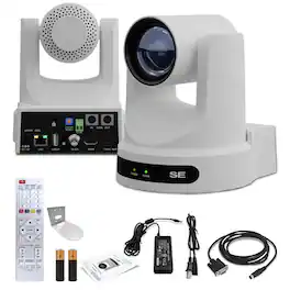 PTZOptics - Move SE PTZ Camera with 12x Optical Zoom + Wall Mount - White