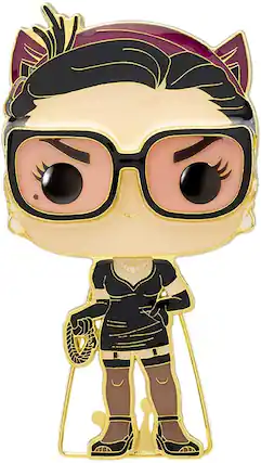 Front. Funko - DC Comics 3 Inch Funko POP Pin | Catwoman - Black.
