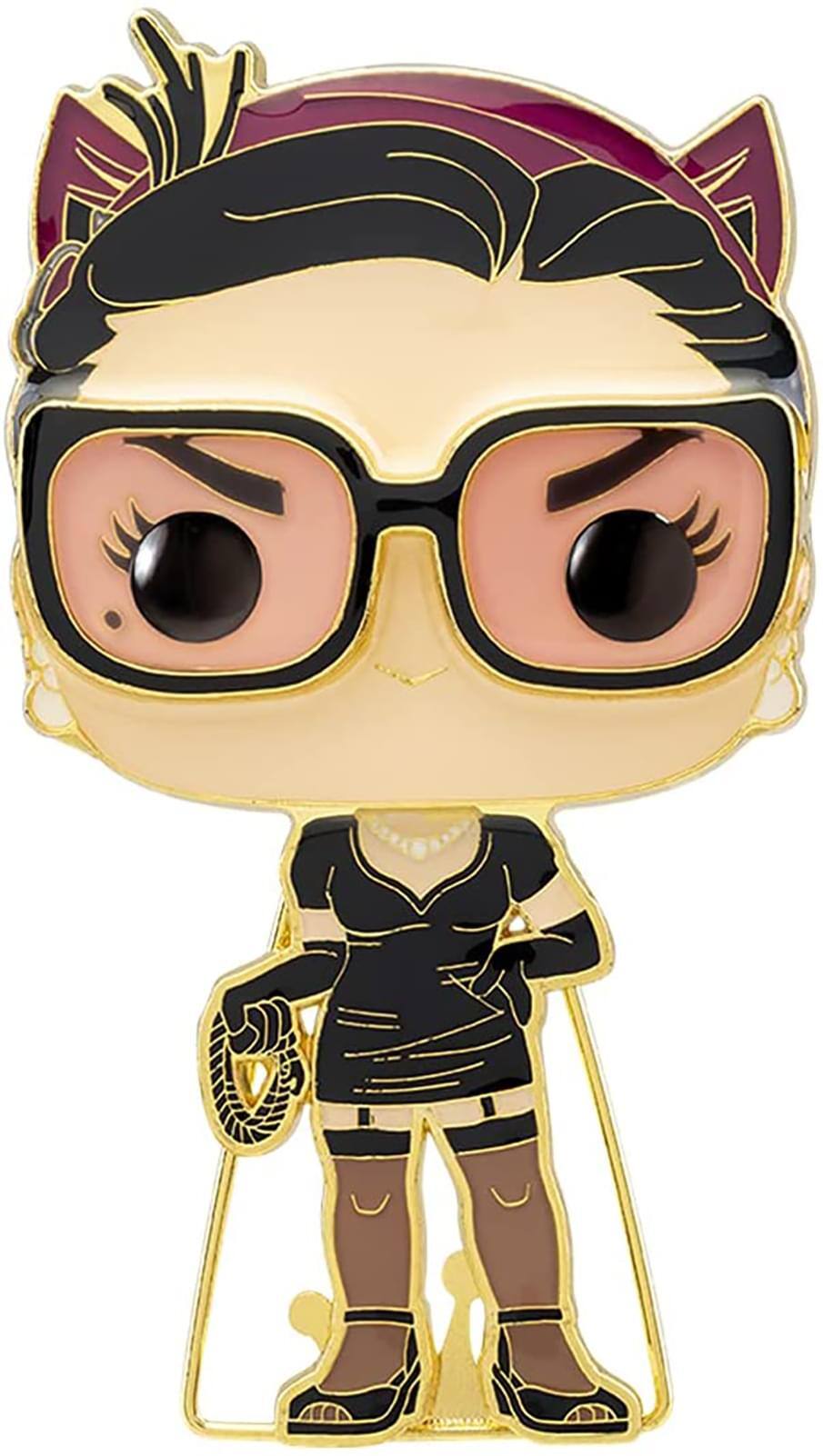 Front. Funko - DC Comics 3 Inch Funko POP Pin | Catwoman - Black.