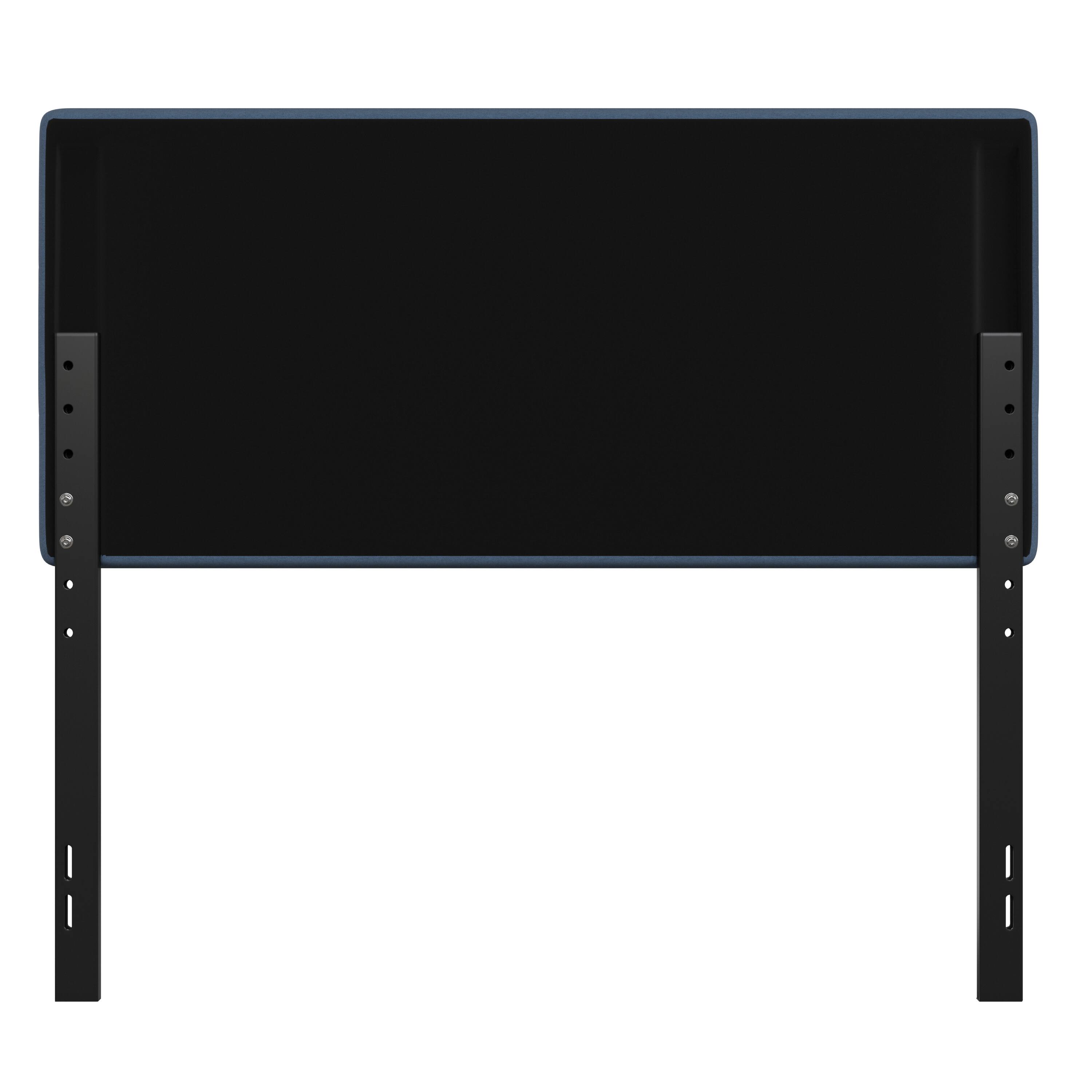 Alt View 7. Emma + Oliver - Gannon Modern Upholstered Headboard with Horizontal Line Stitching and Adjustable Height Rails - Blue.