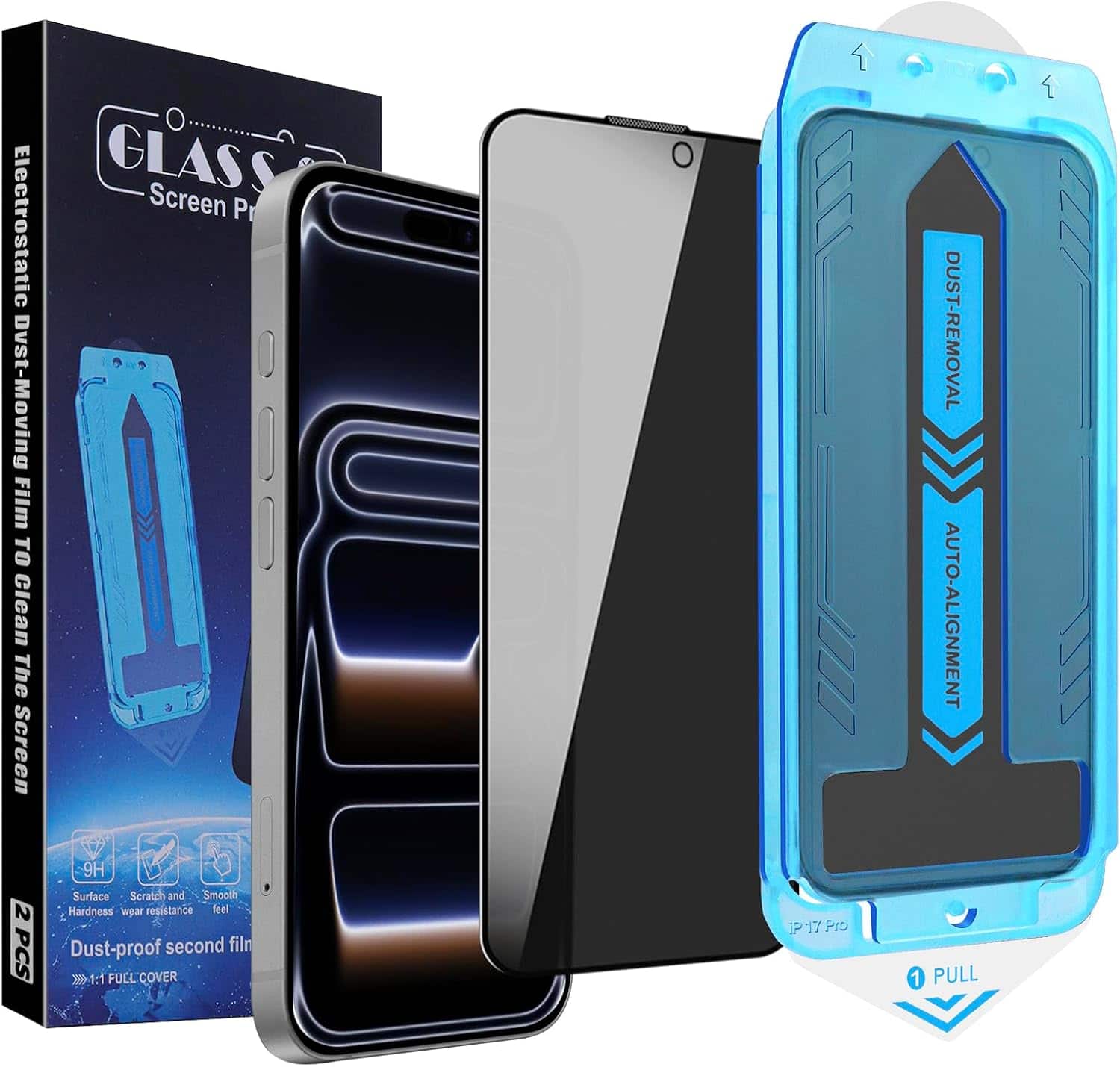 Core Tech - 2-Pack Privacy Tempered Glass Screen Protector for iPhone 14 Pro / 15 /16 with Dust-Free Installation - Clear price history on PriceWatchPro