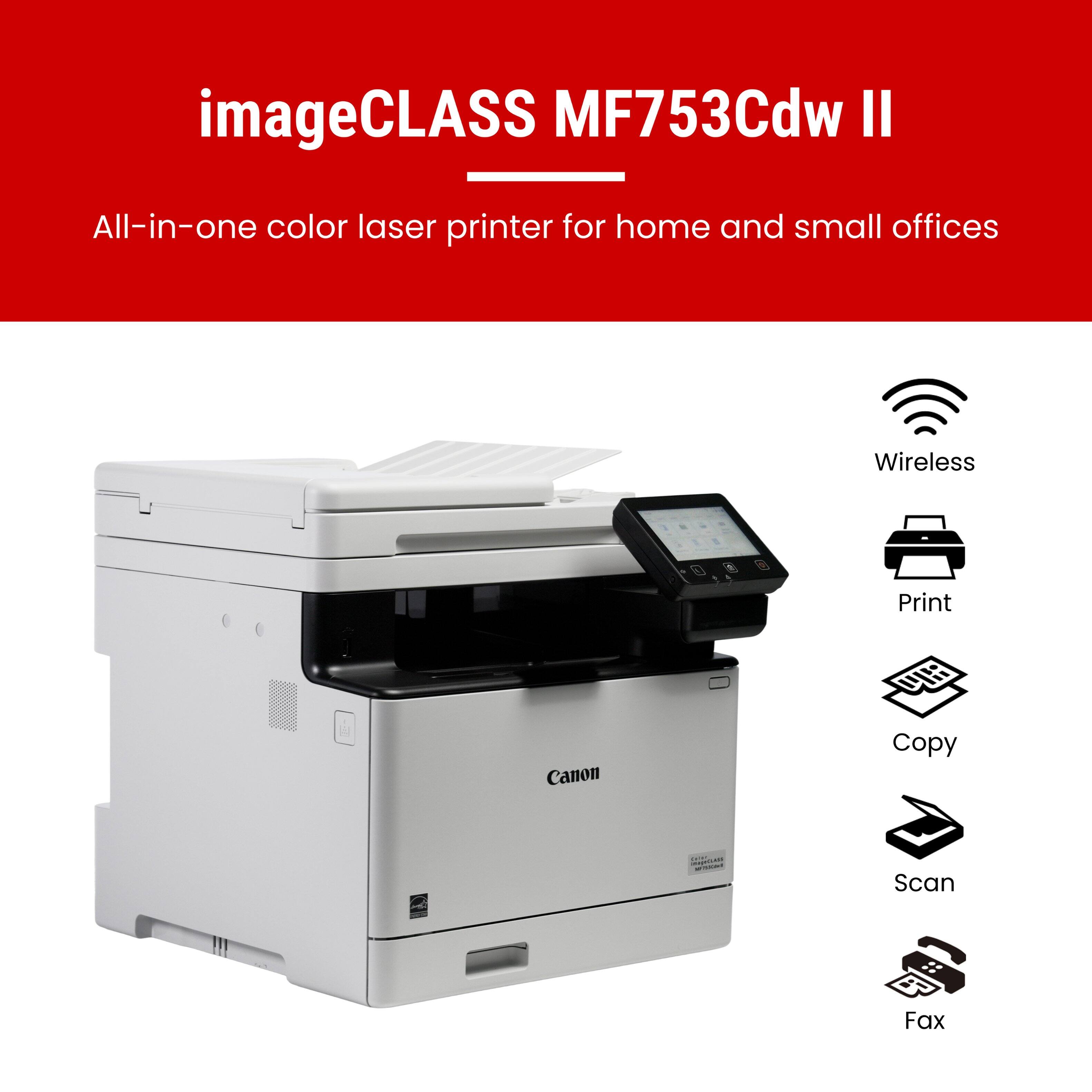 imageCLASS MF753Cdw II

All-in-one color laser printer for home and small offices

- Wireless
- Print
- Copy
- Scan
- Fax