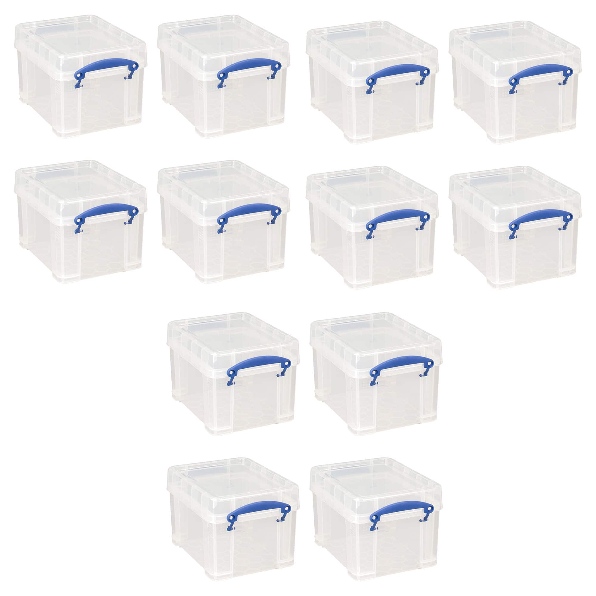 Really Useful Box - 3 Liter Snap Lid Storage Bin for Music Storage, 12 Pack - Clear