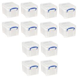 Really Useful Box - 3 Liter Snap Lid Storage Bin for Music Storage, 12 Pack - Clear